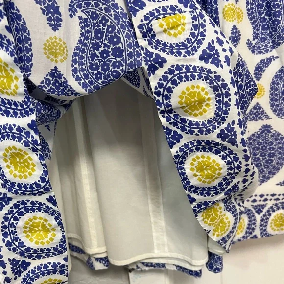 BODEN LIZZIE COTTON PREPPY PAISLEY BLUE & YELLOW SLEEVELESS MIDI DRESS SIZE 2 - Picture 7 of 15